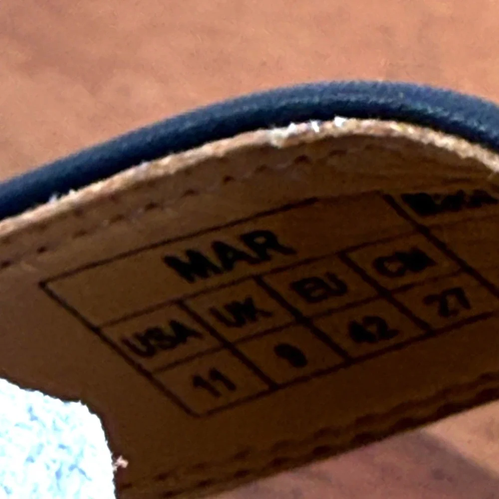 Vionic Mar Navy‎ Multi Leather Platform Espadrille Orthotic Sandals Womens 11M